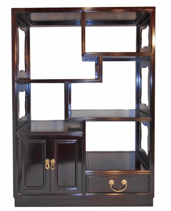 Stepped Curio Display Cabinet Rosewood Asymmetrical Shelving