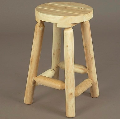 Stool Cedar Log Construction Round Seat Cabin Style Cross Bracing