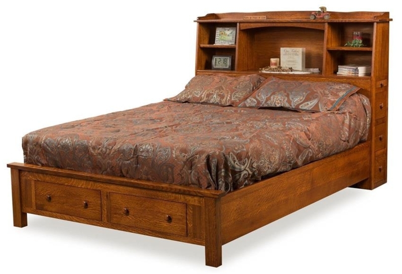 Storage Bed Honey Oak Craftsman Style with Side Access Drawers