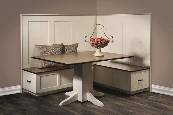 Storage Bench Dining Set Cup Pulls High Paneled Back Two-Tone