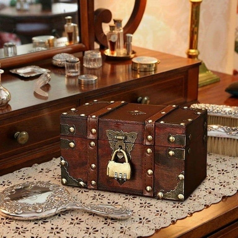 Storage Chest Vintage Treasure Combination Lock Butterfly Latch