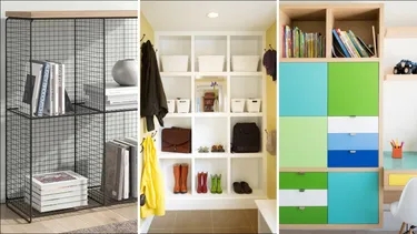 Storage Cube Unit: Black Wire Grid Frame for Mudroom Built-in