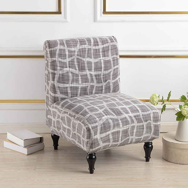Stretch Slipper Chair Cover Armless Accent Chair Slipcovers Top Level, Stripes