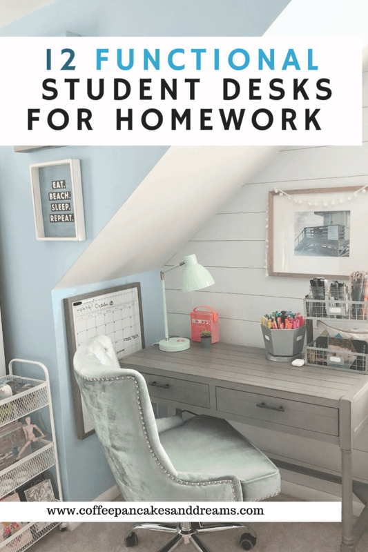 Student Desk Grey Wood Toned Tufted Upholstery Chair Nook