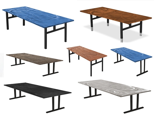 Swirled Aluminum Folding Banquet Table with H-Frame Legs