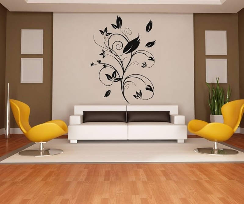 Swirly Leaf Wall Decal with Botanical Graphic Design