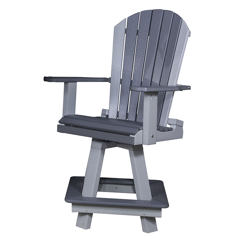 Swivel Bar Chair Two Tone Grey Slat Back Coastal Bar Height Chair