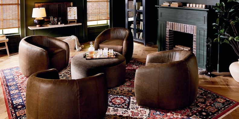 Swivel Chair Chocolate Brown Leather Like with Hidden Base