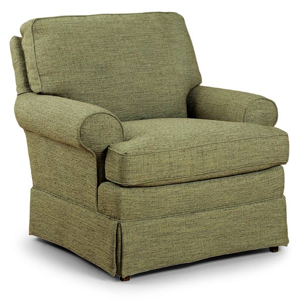 Swivel Glide Chair Olive Green Textured Fabric with Skirted Base