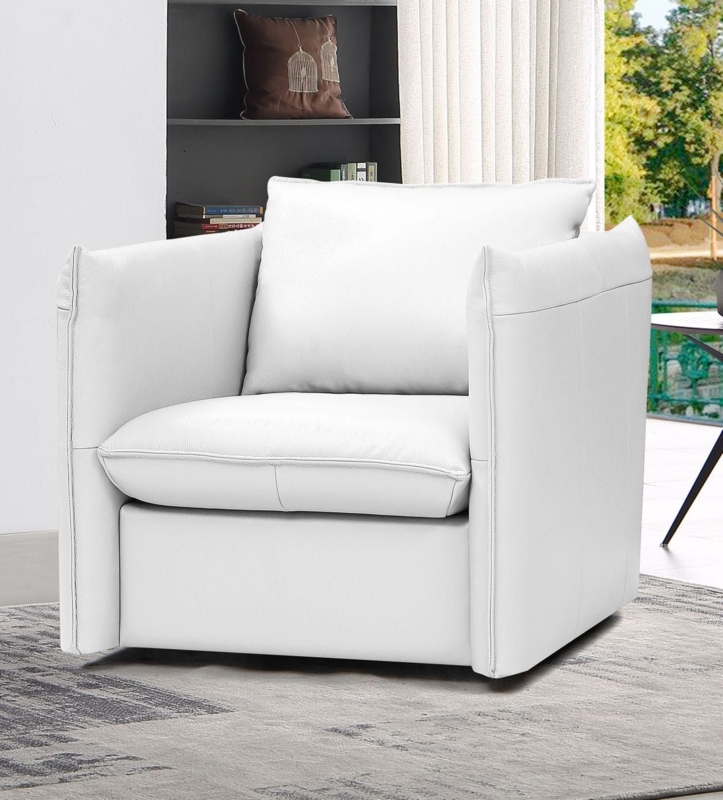Swivel Lounge Chair with High Architectural Sides and Concealed Base