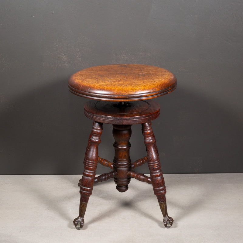 Swivel Piano Stool Late 19th Century Mahogany Glass Balls Claw Feet