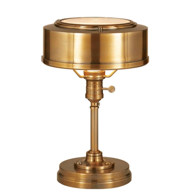 Table Lamp Antiqued Finish Cylindrical Shade Turn Key Socket