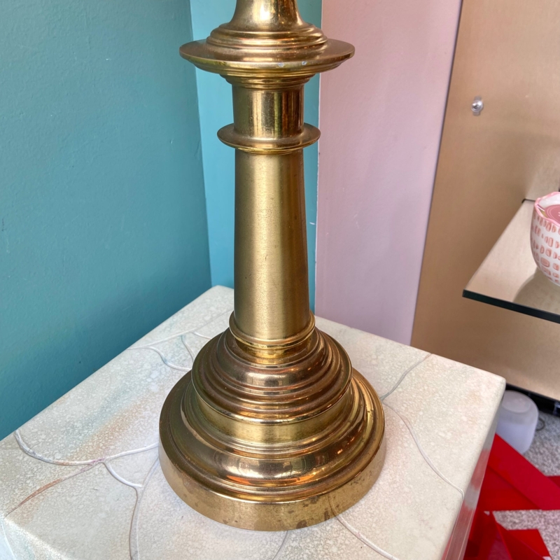 Table Lamp Base: Vintage Polished Brass with Tapered Column