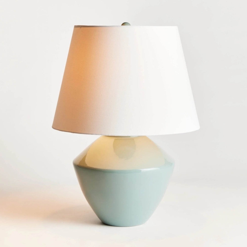 Table Lamp Geometric Celadon Green Two-Tone Ceramic Contemporary