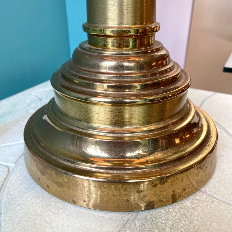 Table Lamp: Mid Century Brass Base with Stepped Circular Design