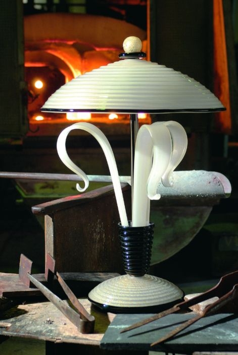 Table Lamp Murano Glass Curved Ribbons Stepped Shade