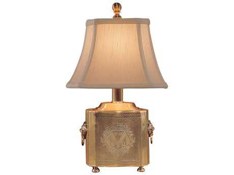 Table Lamp: Regency Brass Tea Box Design with Lion Head Handles