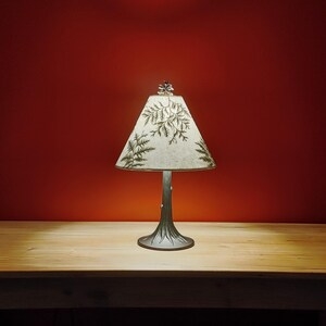 Table Lamp Rustic Botanical Print Tree Trunk Base Pinecone Finial