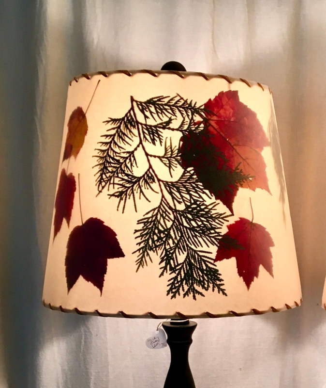 Table Lamp Shade Adirondack Pressed Botanicals Whipstitched Edge