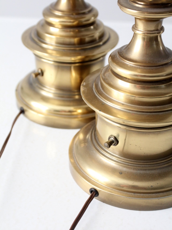 Table Lamps: Pair of Vintage Brass Tiered Pedestal Bases