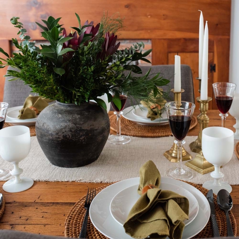Table Runner: Frayed Edge Linen Blend with Raw Hem Finish