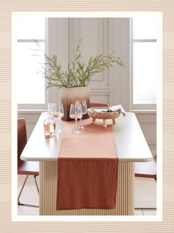 Table Runner: Woven Terracotta Rust Orange, Soft Minimalist Style