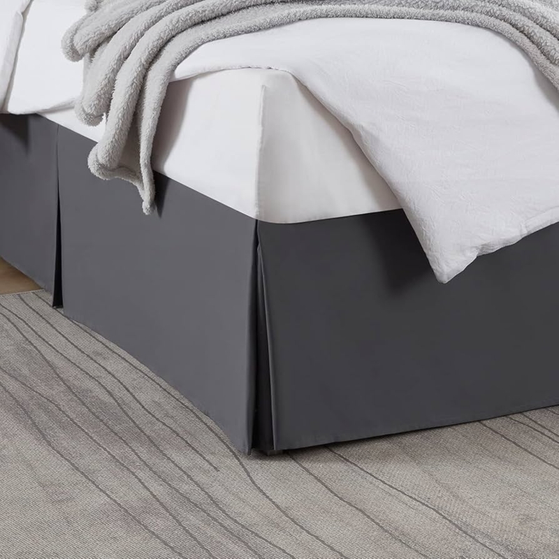 Tailored Bed Skirt Charcoal Grey with Crisp Pleated Corners