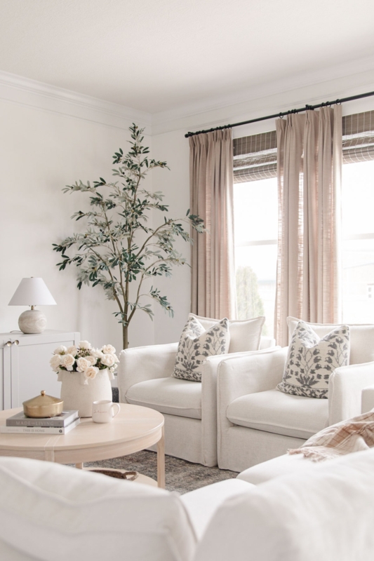 Tall Artificial Olive Tree Airy Branch Structure Neutral Palette