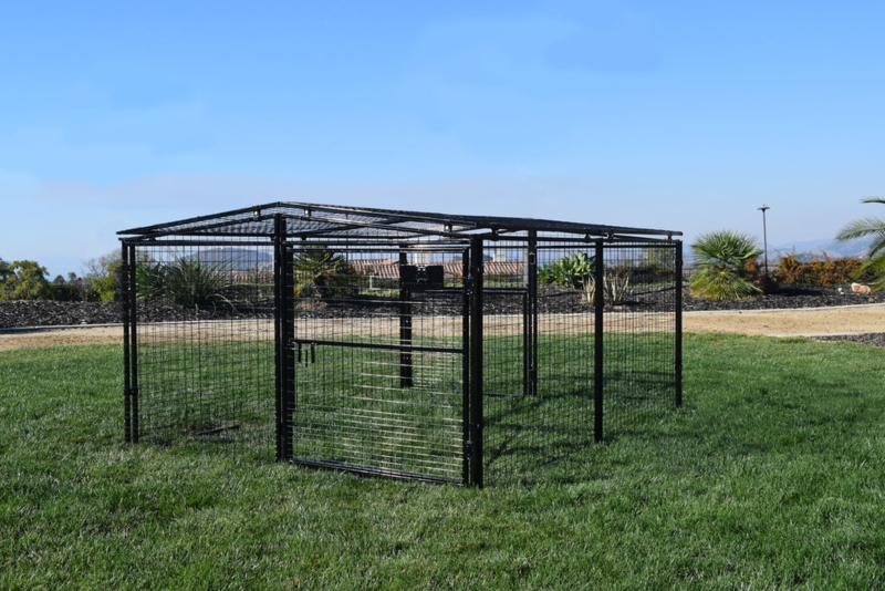 Tall Black Welded Wire Chicken Run Pitched Roof