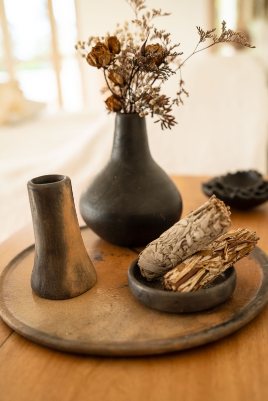 Tapered Ceramic Candle Holder made from Matte Dark Clay