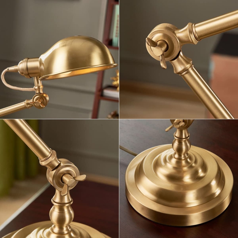 Task Lamp Brushed Brass Articulated Arm Wingnut Fasteners