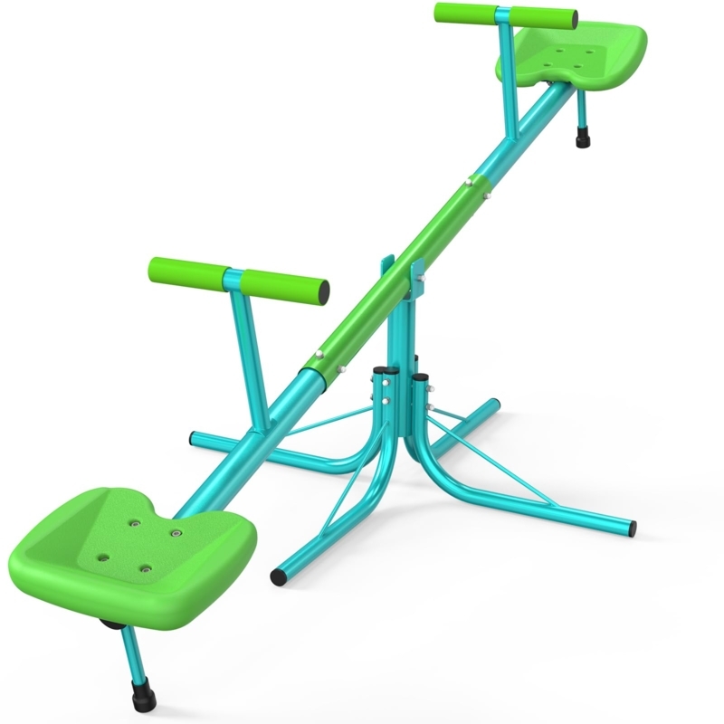 Teeter Totter with Swivel Base, Safety Bumpers and Teal Finish