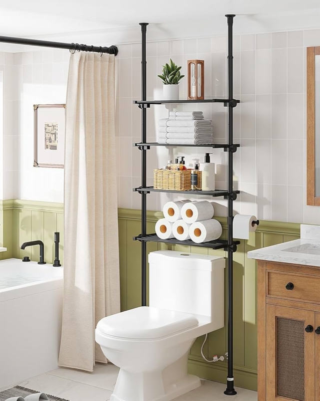 Behind Toilet Shelves