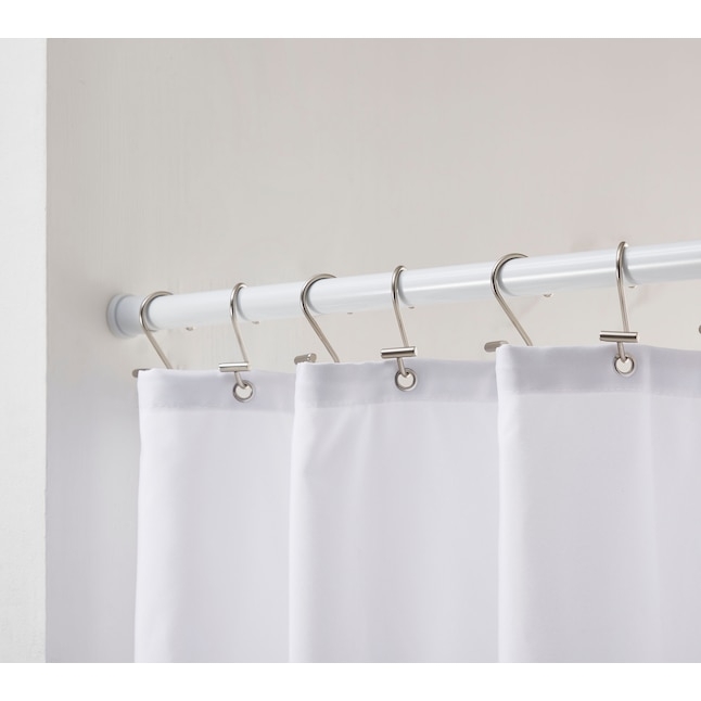 Tension Shower Curtain Rod Matte White Adjustable Straight Profile