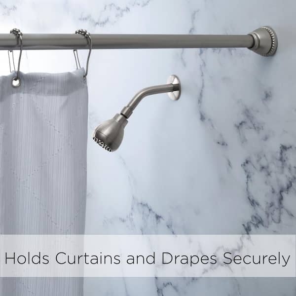 Tension Shower Rod Satin Nickel Beaded End Caps Detail