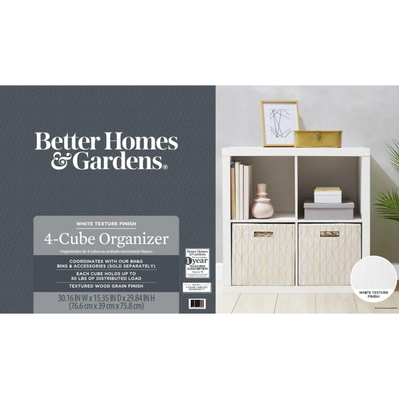 Textured Cube Organizer: 2x2 Unit with Wood Grain Finish