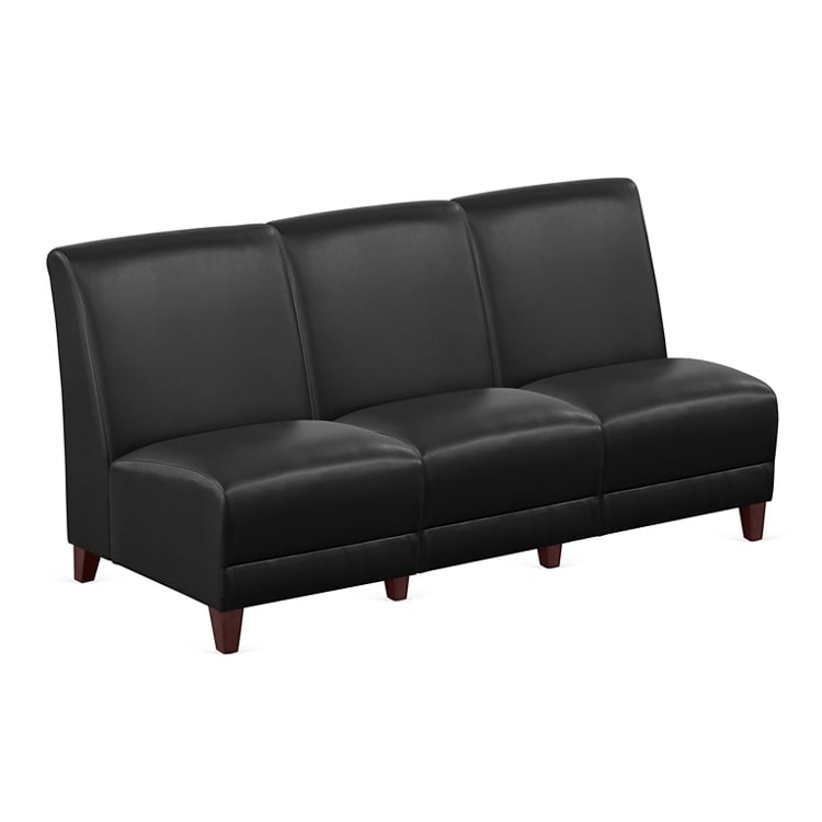 Three Seat Sofa, Mahogany Leg Three Seat Settee, Black
