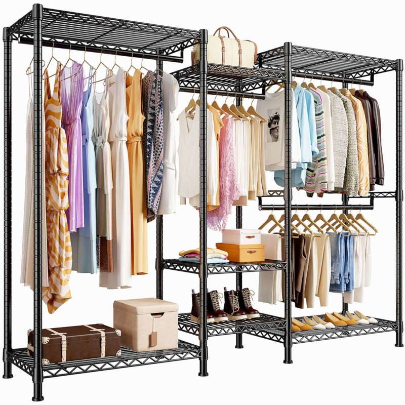 Three Section Garment Rack Adjustable Heavy Duty Design