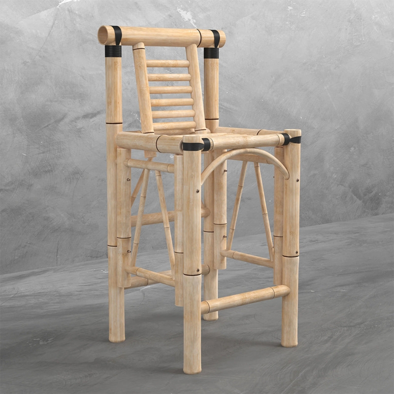 Tiki Style Bamboo Look Bar Stool featuring Black Joint Lashings