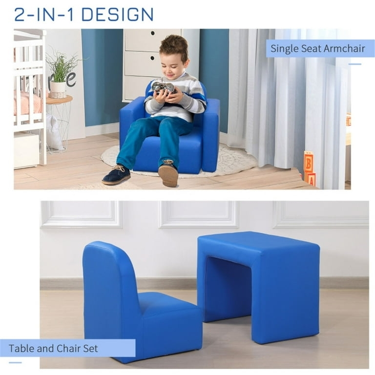 Toddler Armchair Set: Modular Nesting Design, Bright Blue Finish