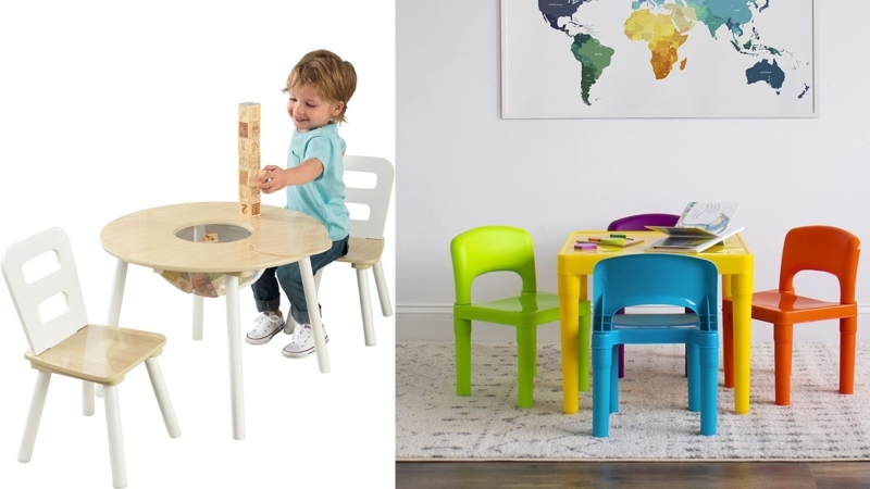 Toddler Table Set: Center Storage Net & Vibrant Multi-Color Finish