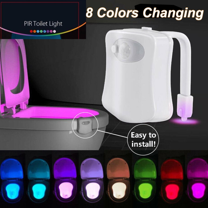 Toilet Night Light, Flexible Arm with 8 Color Modes and Motion Sensor
