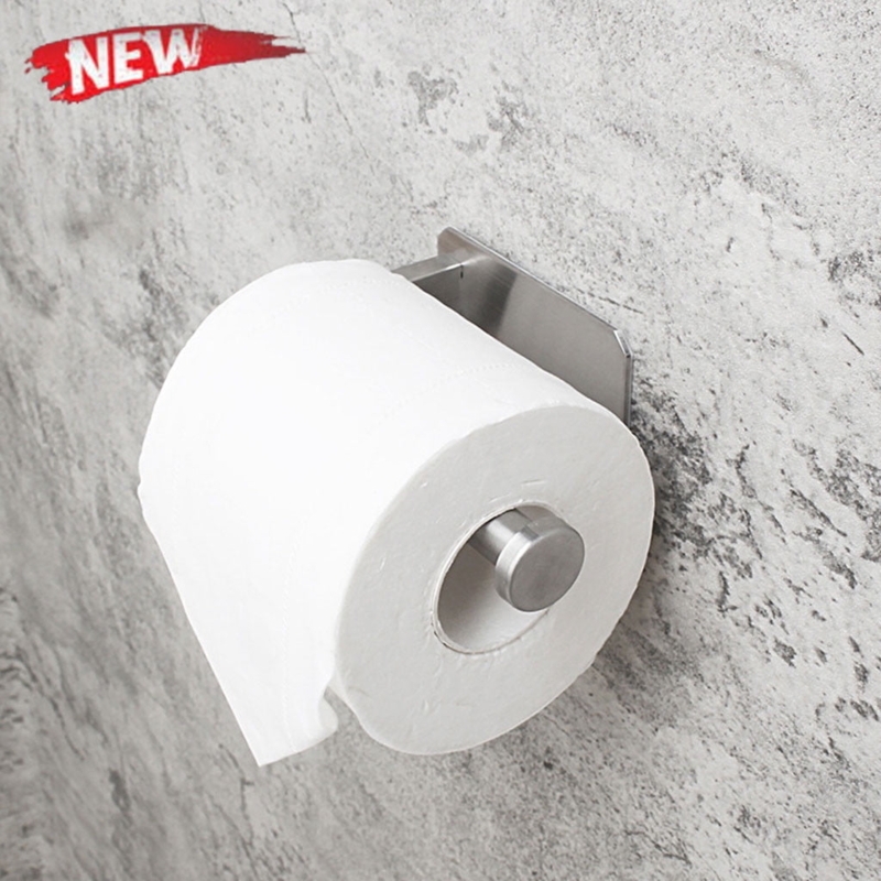 Toilet Paper Holder, Adhesive Mount, Brushed Finish, No Drill
