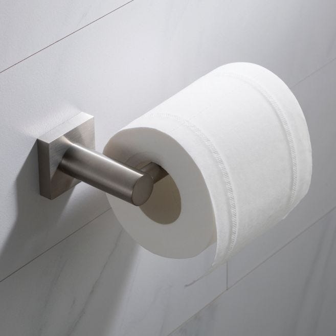 Toilet Paper Holder, Brushed Nickel Paper Holder, Square Backplate