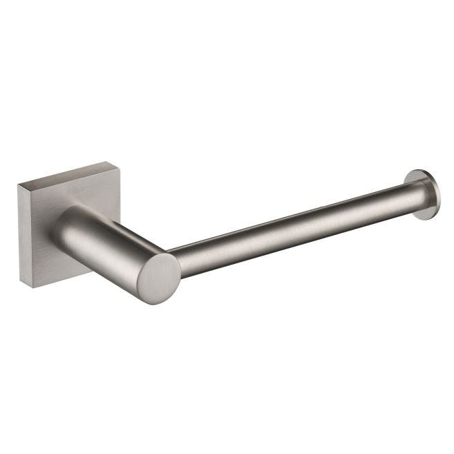 Toilet Paper Holder, Brushed Nickel, Square Escutcheon, Open Arm Design