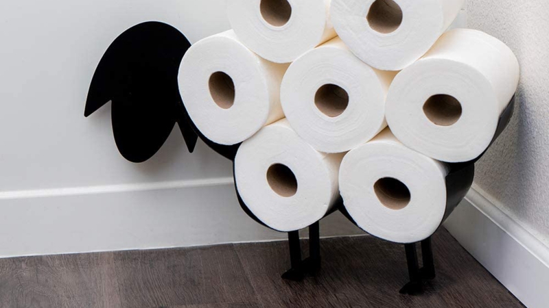 Toilet Paper Holder, Sheep Toilet Paper Holder, Matte Black, Whimsical