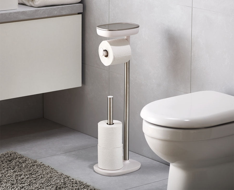Toilet Paper Holder with Top Shelf, Freestanding Toilet Paper Storage