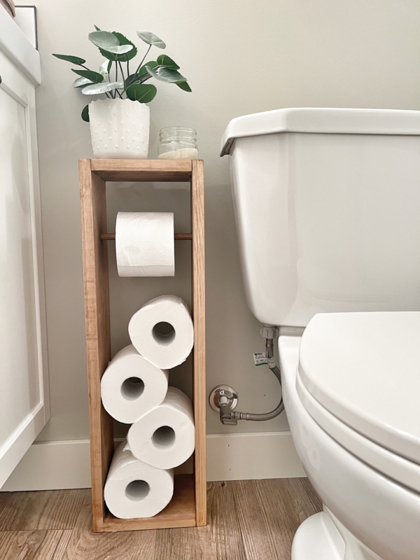 Toilet Paper Stand, Freestanding Wood Bathroom Stand, Vertical Storage