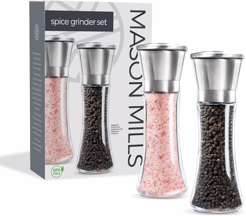 Top Loading Pepper Grinder with Brushed Stainless Steel Finish