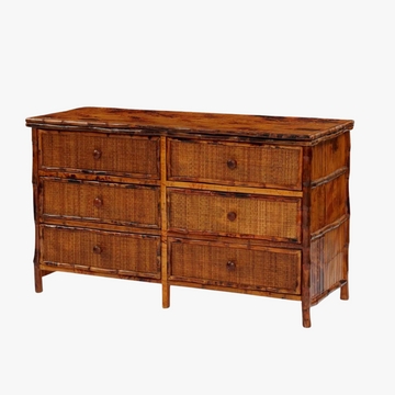 Tortoise Bamboo Dresser with Bamboo Nodes and Woven Front Panels